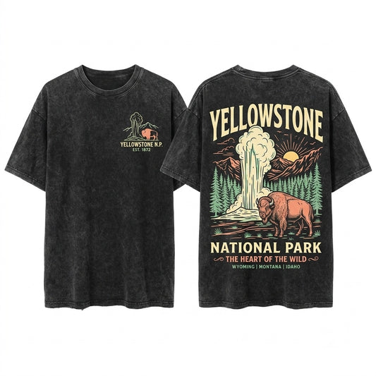 Vintage Yellowstone National Park Outdoor Unisex Garment-Dyed Graphic T-Shirt