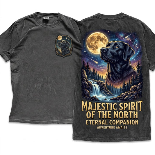 Vintage Black Labrador Retriever Howling Moon Graphic 90s Retro Animal Gift Unisex Wash T-Shirt