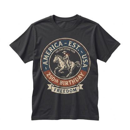 America 250th Anniversary Cowboy Freedom Graphic Western Patriotic Celebration July 4th Gift Unisex TShirt