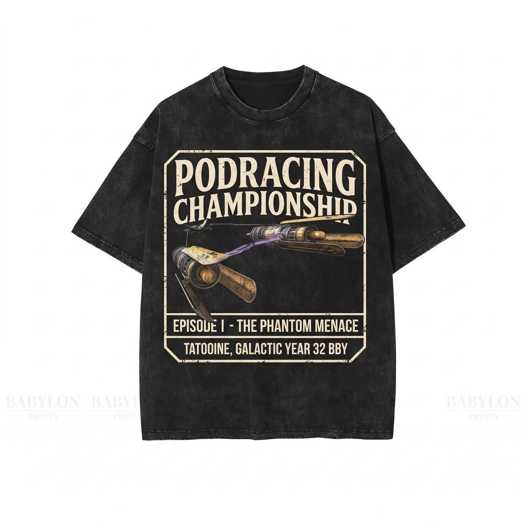 Oversized Anakin Skywalker Podracing Graphic Sci-Fi Movie Phantom Menace Vintage Fan Gift Unisex TShirt