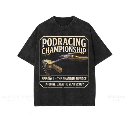 Oversized Anakin Skywalker Podracing Graphic Sci-Fi Movie Phantom Menace Vintage Fan Gift Unisex TShirt