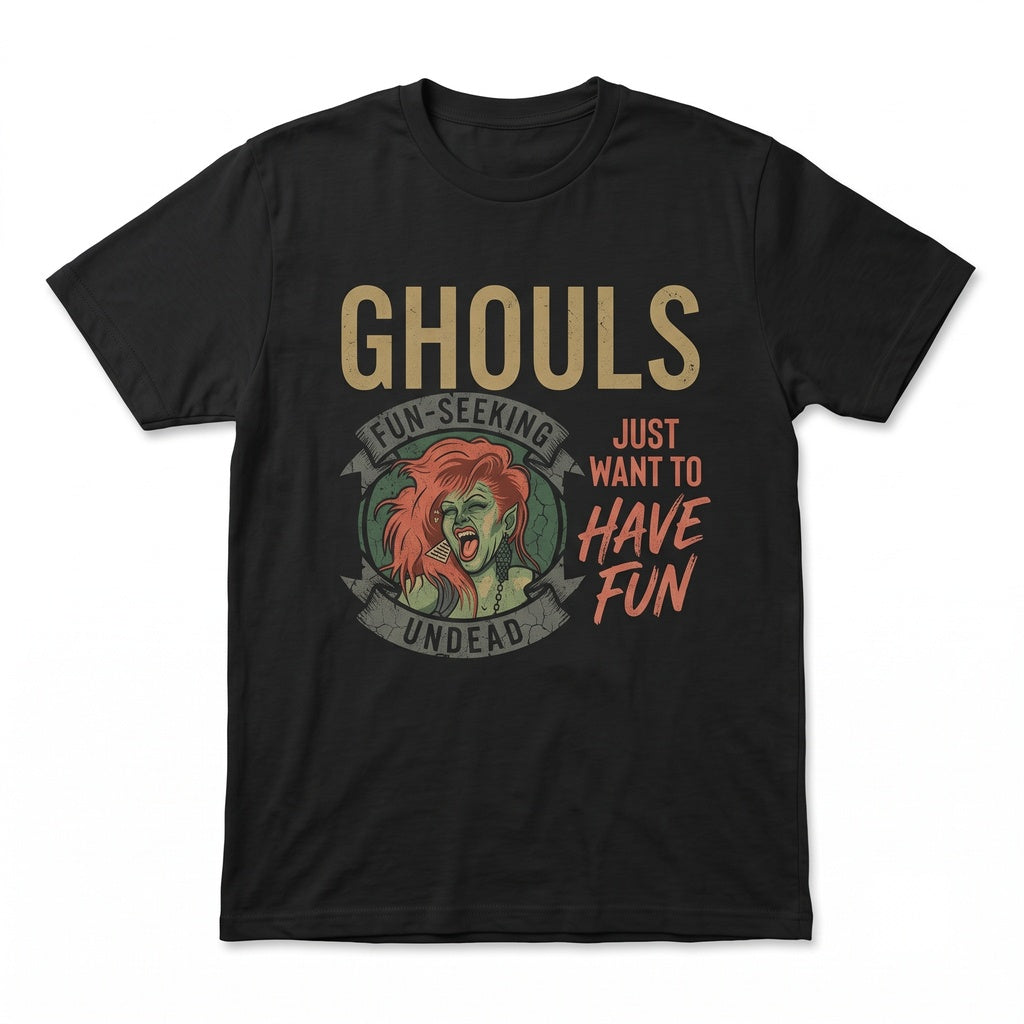 Ghouls Just Wanna Have Fun Halloween Graphic Cotton Vintage Retro Spooky Party Apparel Unisex TShirt