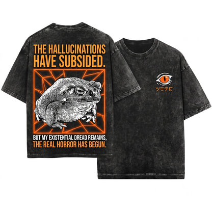 Funny Vintage Japanese Frog The Hallucinations Have Ended Unisex Wash T-Shirt