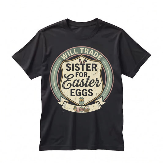 Will Trade Sister For Easter Eggs Funny Bunny Sibling Holiday Gift Boy Womens Unisex TShirt