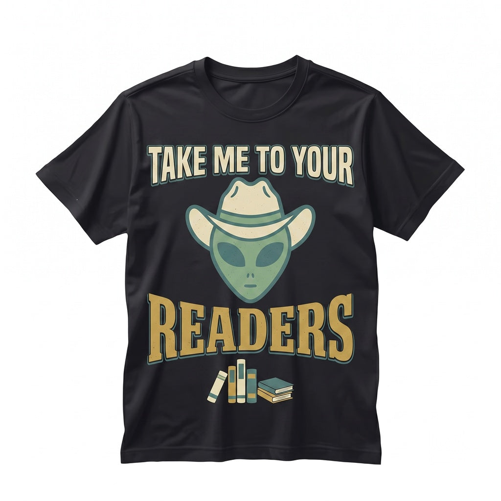 Cute Alien Reading Teacher Graphic Book Lover Classroom Whimsical School Library Style Gift Apparel Unisex TShirt