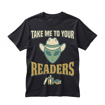Cute Alien Reading Teacher Graphic Book Lover Classroom Whimsical School Library Style Gift Apparel Unisex TShirt
