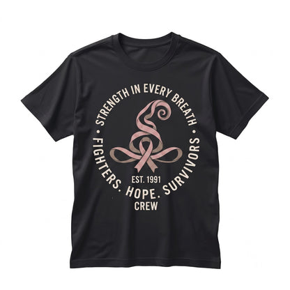 Pink Ribbon Witch Hat Breast Cancer Awareness Halloween Spooky Fall Graphic Gift Unisex TShirt
