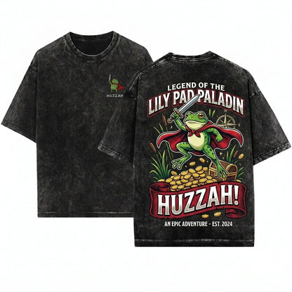Embroidered Huzzah Sword Frog Garment Unisex Wash T-Shirt