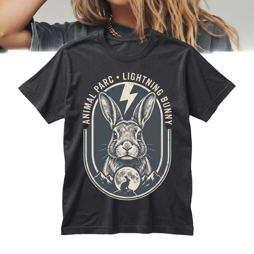 Vintage 90s Bunny Howling at the Full Moon Dark Gothic Rabbit Easter Gift Unisex TShirt