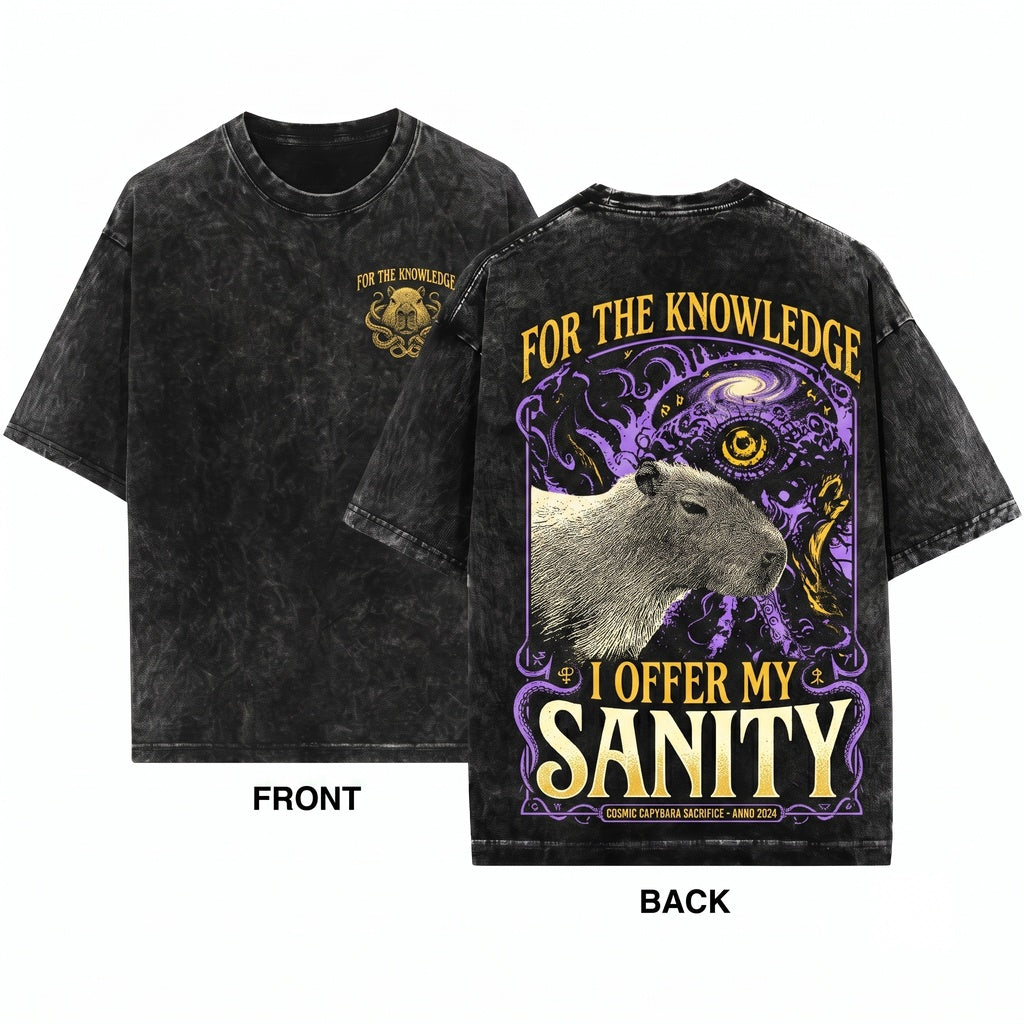 I Offer My Sanity Vintage Japanese Capybara Funny Graphic Top Apparel Men Women Unisex Wash T-Shirt