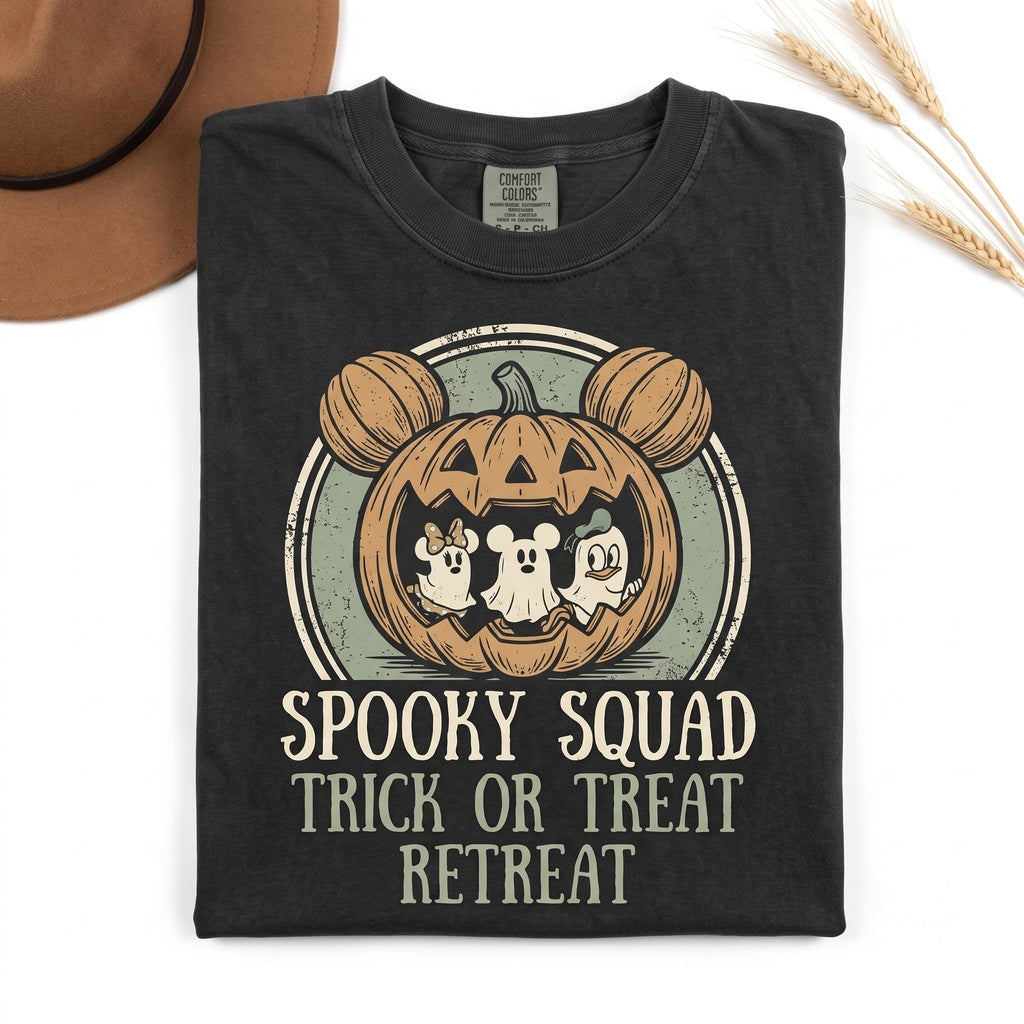 Cute Mouse Pumpkin Eat Ghost Halloween Party Graphic Top, Disney Vacation Group Birthday Gift, Unisex TShirt