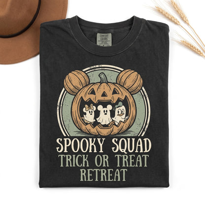 Cute Mouse Pumpkin Eat Ghost Halloween Party Graphic Top, Disney Vacation Group Birthday Gift, Unisex TShirt