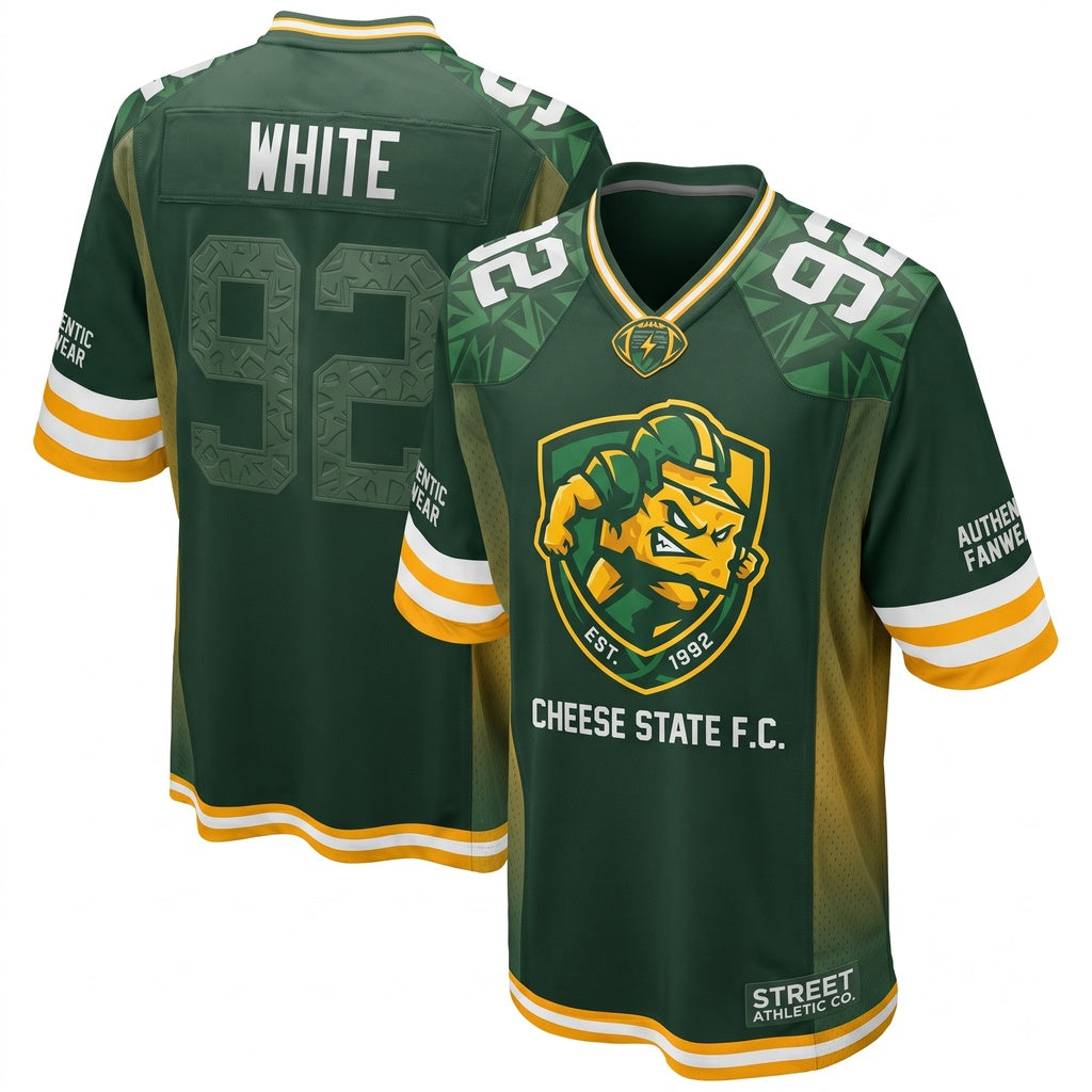 Unisex Lightweight Stitched Breathable Mesh Game Day Football Fan Jersey - White