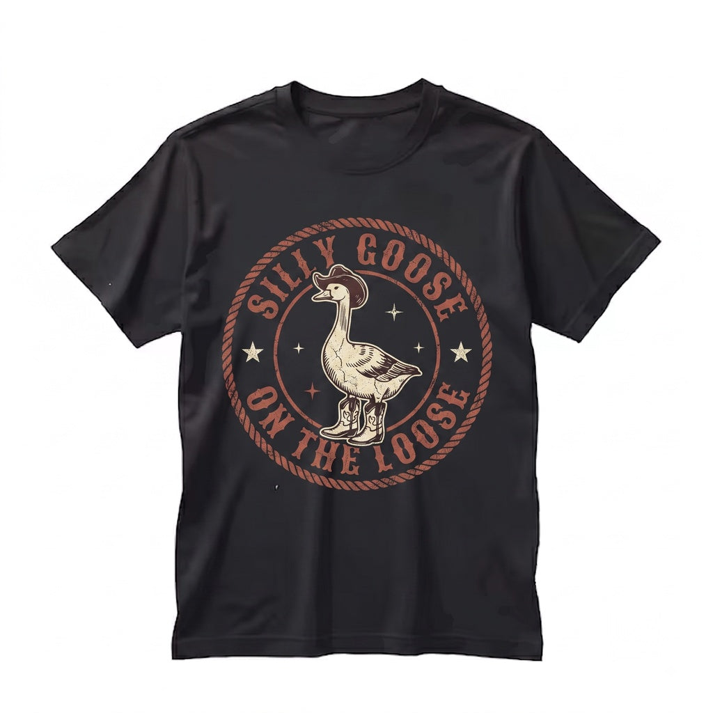 Silly Goose On The Loose Western Style Beach Tote Bag Funny Gift For Her Novelty Animal Lover Unisex TShirt