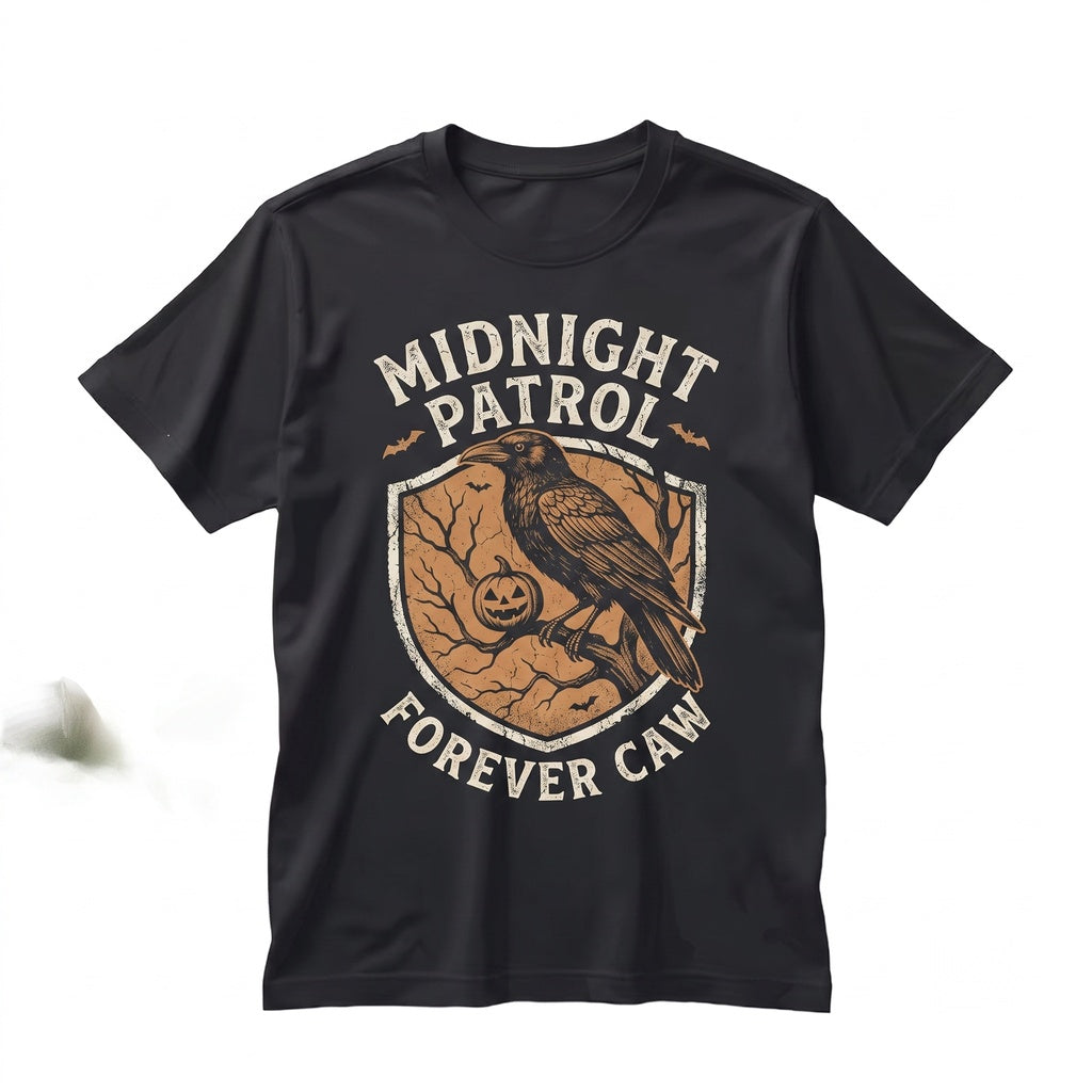 F-Caw-F Halloween Moonlit Raven Crow Pumpkin Black Bird Lover Gothic Graphic Apparel Unisex TShirt