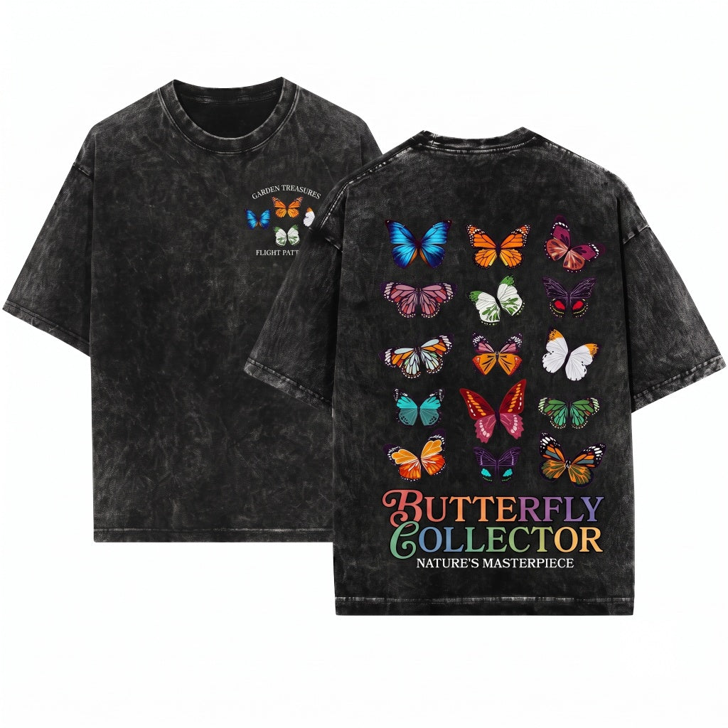 Boho Butterfly Long Sleeve Vintage Graphic Aesthetic Unisex Wash T-Shirt