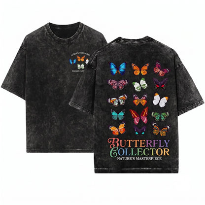 Boho Butterfly Long Sleeve Vintage Graphic Aesthetic Unisex Wash T-Shirt