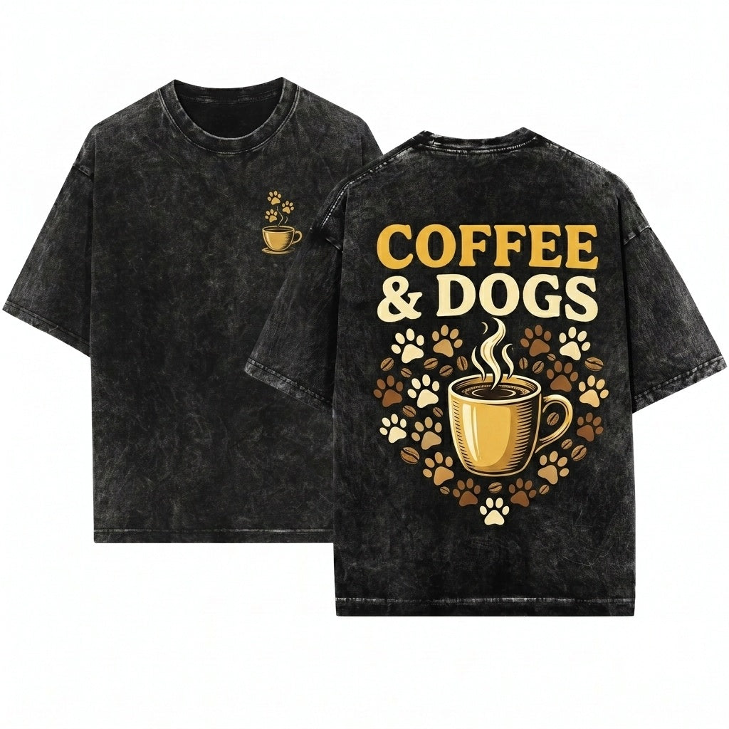 Coffee Dog Lover Cute Puppy Pet Owner Morning Gift Graphic Unisex Wash T-Shirt