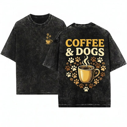Coffee Dog Lover Cute Puppy Pet Owner Morning Gift Graphic Unisex Wash T-Shirt