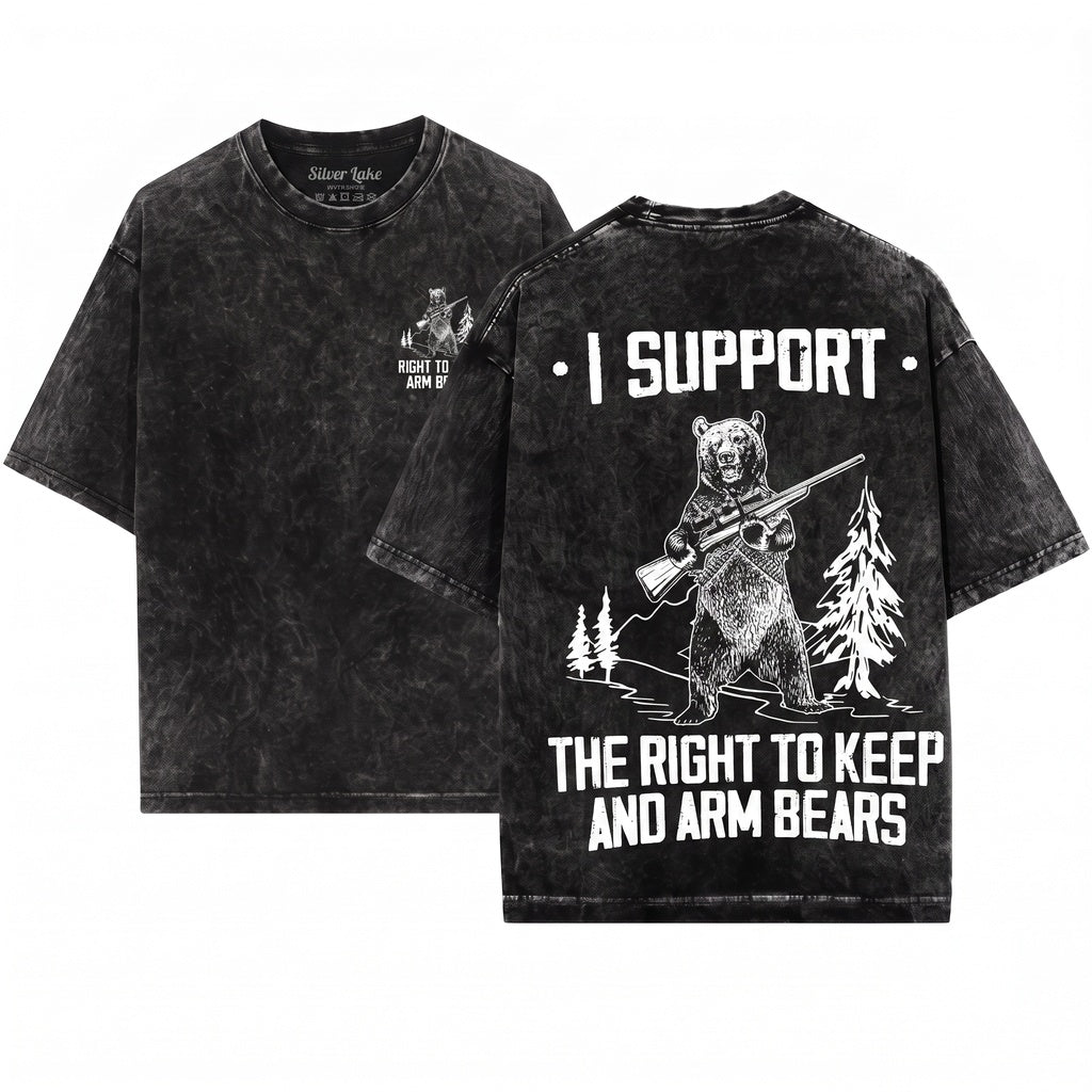 Funny Bear Arms 2nd Amendment Gun Rights Hunting Gifts Unisex Wash T-Shirt