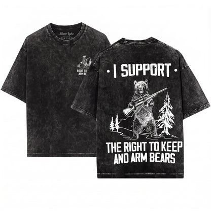 Funny Bear Arms 2nd Amendment Gun Rights Hunting Gifts Unisex Wash T-Shirt