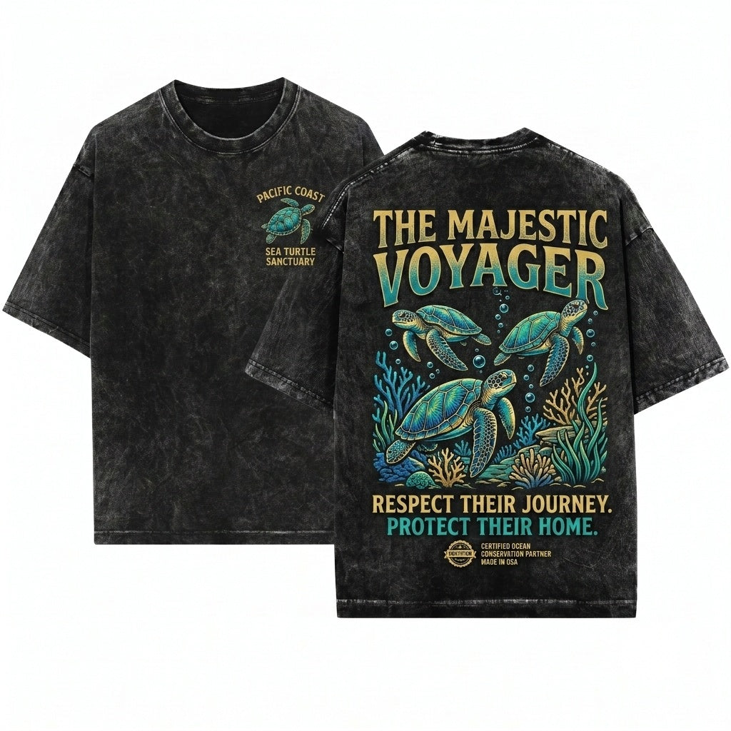 Turtle 90s Vintage Style Retro Y2k Ocean Sealife Fish Sea Lovers Unisex Wash T-Shirt