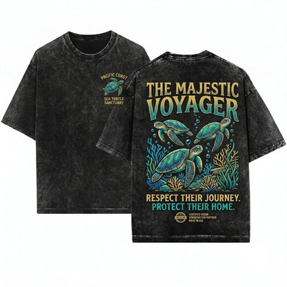 Turtle 90s Vintage Style Retro Y2k Ocean Sealife Fish Sea Lovers Unisex Wash T-Shirt