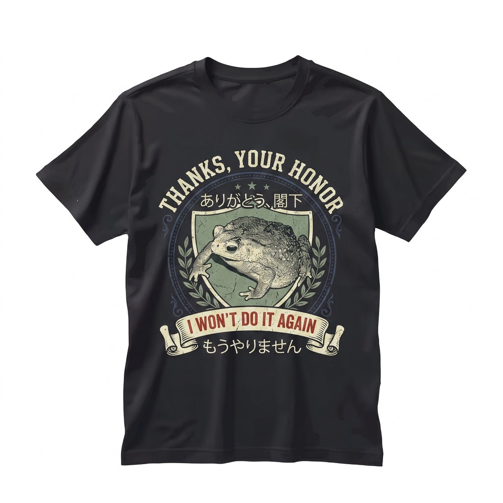 I Wont Do It Again Funny Frog Graphic Vintage Toad Quote Unisex TShirt