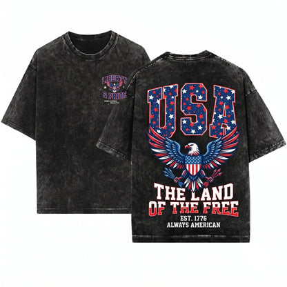Patriotic USA Stars America National Flag Heritage Pride Graphic Apparel Unisex Wash T-Shirt