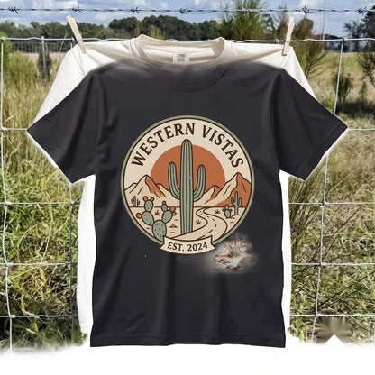 Southwest Desert Cactus Graphic Western Mountain Landscape Rustic Nature Adventure Gift Unisex TShirt