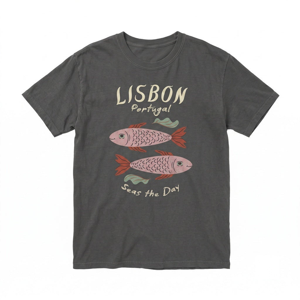 Lisbon Portugal Travel Sardine Fish Graphic Retro Souvenir Apparel Unisex TShirt