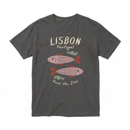 Lisbon Portugal Travel Sardine Fish Graphic Retro Souvenir Apparel Unisex TShirt