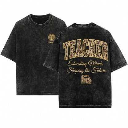 Leopard Varsity Animal Print New Teach Teacher Gift Sweatshirt Unisex Wash T-Shirt