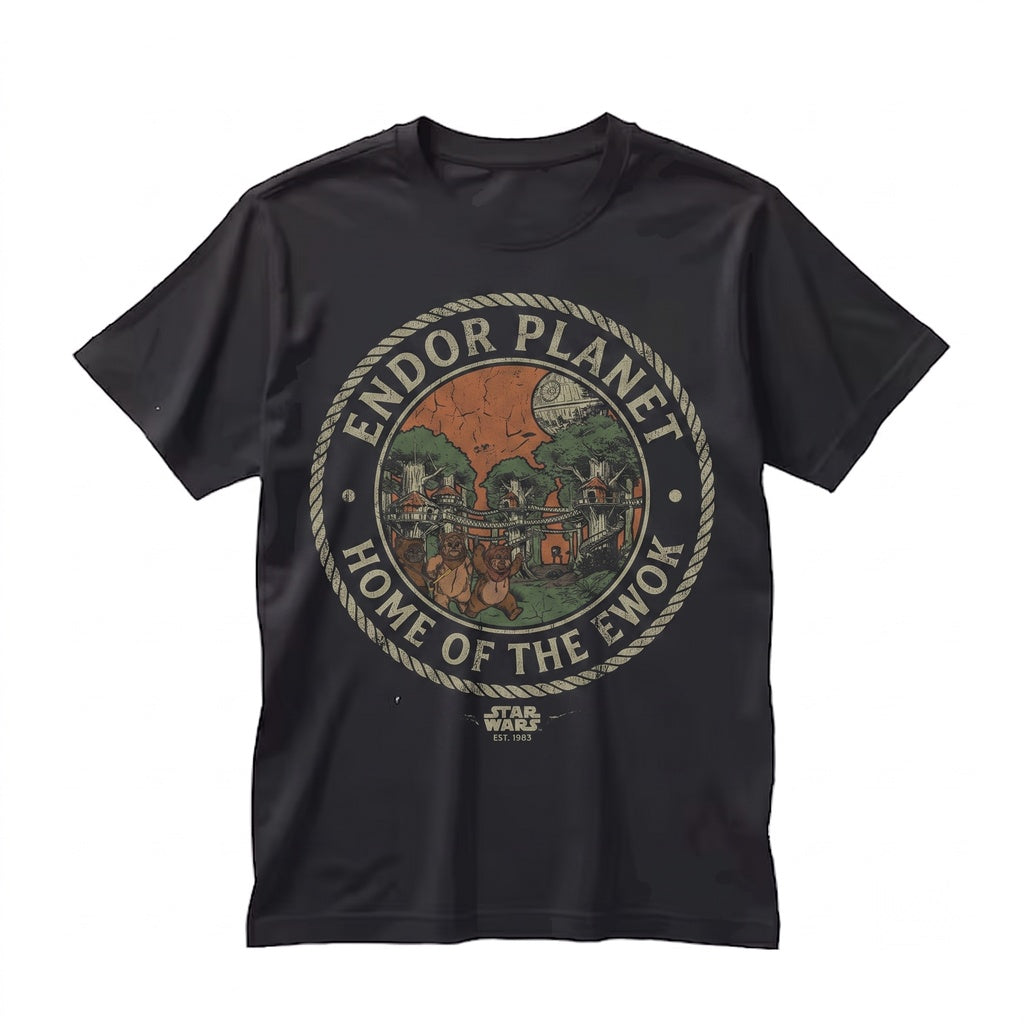 Vintage Forest Moon of Endor Ewok Planet Graphic Retro SciFi Theme Park Family Vacation Apparel Unisex TShirt