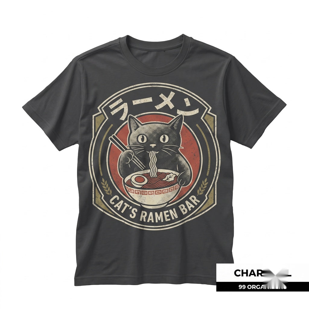 Kawaii Japanese Ramen Cat Sweatshirt Cute Anime Noodle Bowl Foodie Graphic Apparel Unisex TShirt