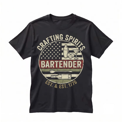American Flag Cocktail Shaker Bartender Barman Vintage Mixologist Bar Drinking Graphic Gifts Unisex TShirt