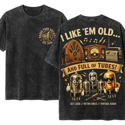 Funny Vintage Vacuum Tube Radio Retro Audiophile Electronics Gift Unisex Wash T-Shirt