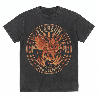 Flareon Eevee Anime Evolution Tank Top Fire Flame Graphic Sleeveless Vintage Washed Gamer Gift Unisex TShirt