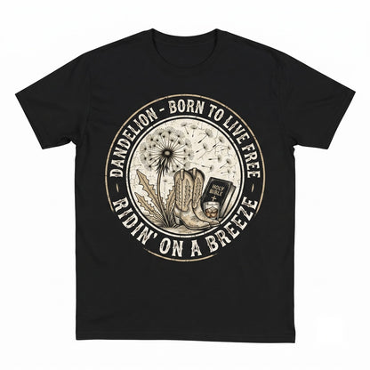 Dandelion Vintage Wildflower Indie Folk Cowgirl Boots Country Aesthetic Graphic Apparel Unisex TShirt