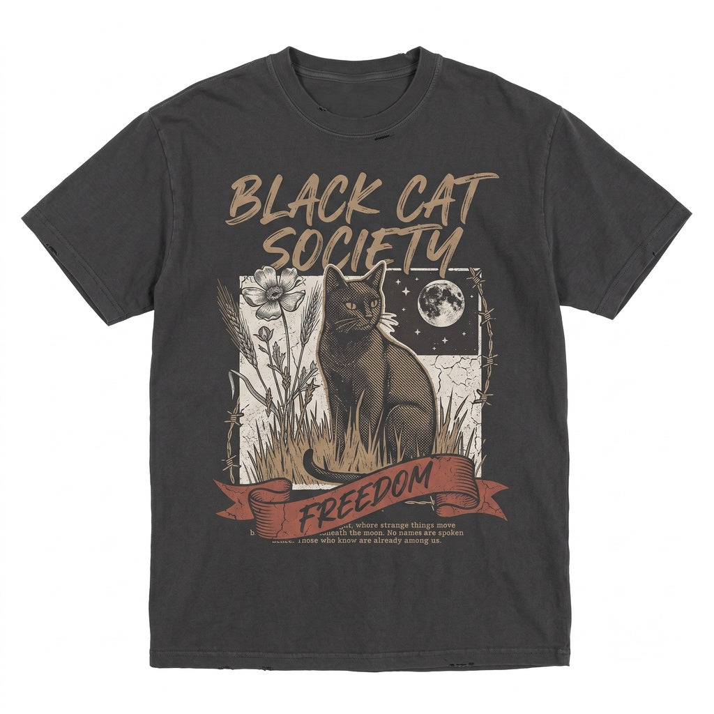 Black Witchy Cat Dark Academia Halloween Occult Gift Unisex TShirt