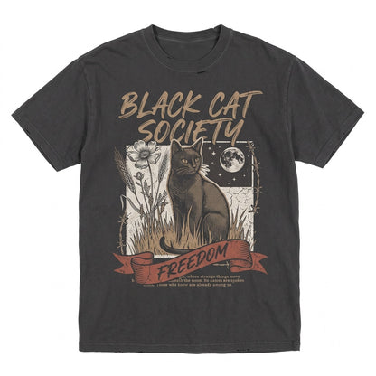 Black Witchy Cat Dark Academia Halloween Occult Gift Unisex TShirt