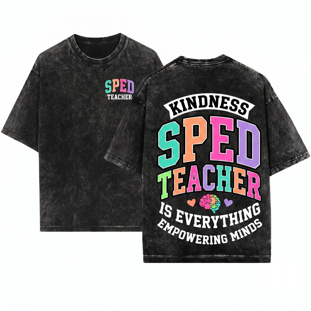 Colorful Varsity Teach Back To School Sped Senior Office Grunge Clean Graphics Unisex Wash T-Shirt