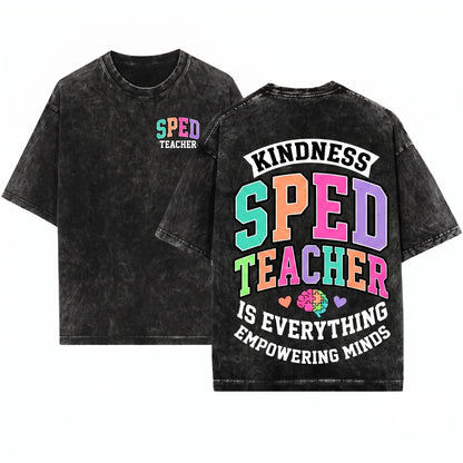 Colorful Varsity Teach Back To School Sped Senior Office Grunge Clean Graphics Unisex Wash T-Shirt