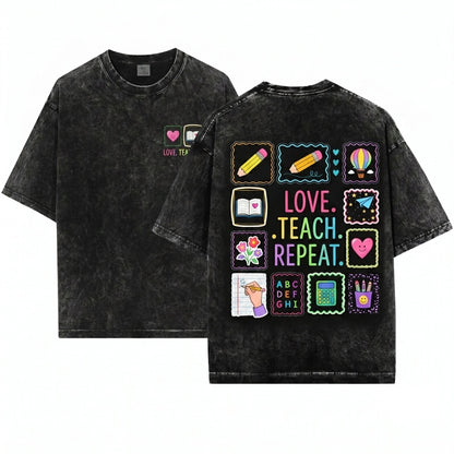 Cute Colorful Classroom Sticker Graphic School Supply Teacher Learning Essentials Education Gift Top Unisex Wash T-Shirt