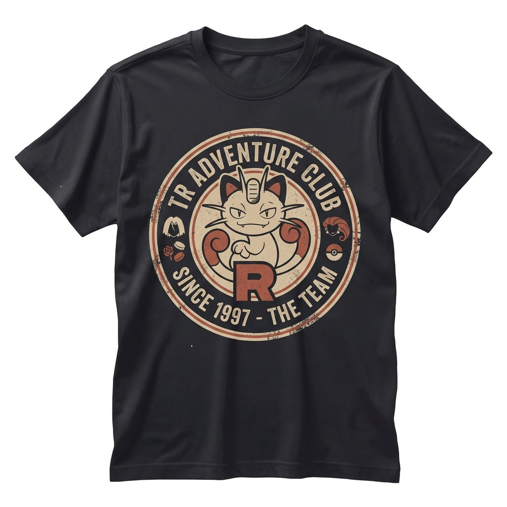 Vintage Team Rocket Picnic Washed Jessie James Meowth Wobbuffet Anime Oversized Graphic Unisex TShirt