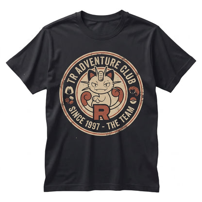 Vintage Team Rocket Picnic Washed Jessie James Meowth Wobbuffet Anime Oversized Graphic Unisex TShirt