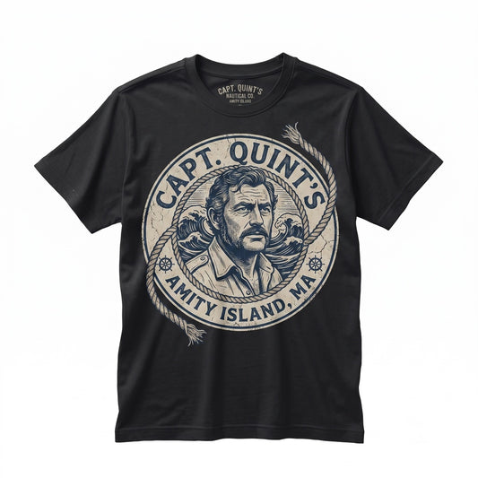 Captain Quint Amity Island Shark Hunter Vintage Ocean Graphic Cotton Novelty Unisex TShirt