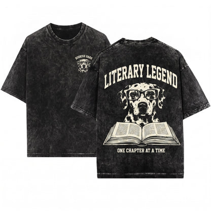 Dalmatian Dog Reading Bookworm Librarian Pet Lover Mom Dad Gift Unisex Wash T-Shirt