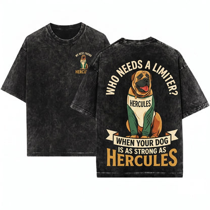 Retro 90s Baseball Film Hercules Dog Illustration Collectible Unisex Wash T-Shirt