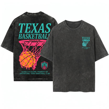San Antonio Basketball Streetwear Graphic Game Day Fiesta Unisex Wash T-Shirt